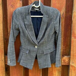 White Black Women Blazer Jacket Size 00P